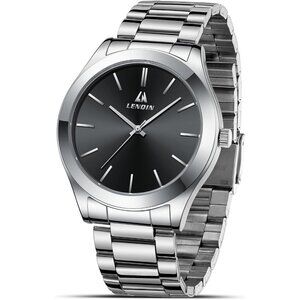 Men's Silver Black Stain Steel Waterproof Stylish Comfort Luminous Stylish Watch